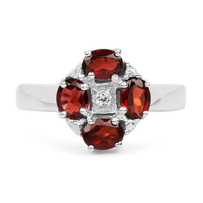 2.02 Carat Genuine Garnet &amp; White Topaz .925 Sterling Silver Ring by Bids.com