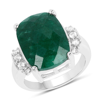 8.50 Carat Dyed Emerald and White Topaz .925 Sterling Silver Ring by Bids.com
