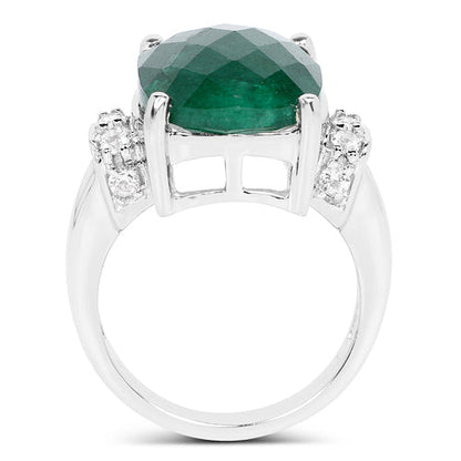 8.50 Carat Dyed Emerald and White Topaz .925 Sterling Silver Ring by Bids.com