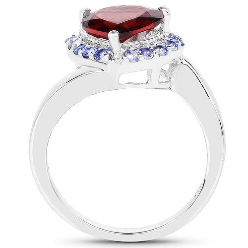 3.26 Carat Genuine Garnet and Tanzanite .925 Sterling Silver Ring by Bids.com
