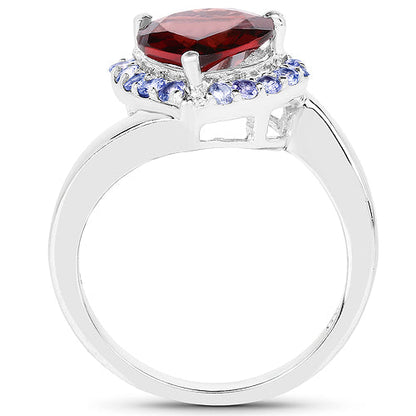 3.26 Carat Genuine Garnet and Tanzanite .925 Sterling Silver Ring by Bids.com