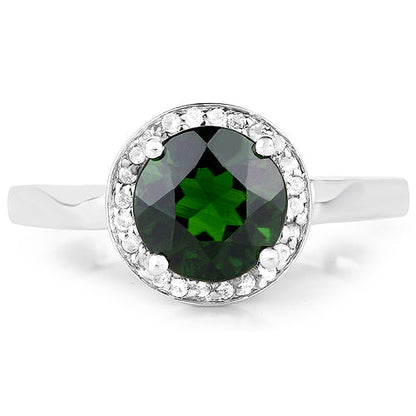 1.92 Carat Genuine Chrome Diopside and White Topaz .925 Sterling Silver Ring by Bids.com