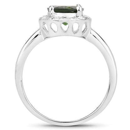 1.90 Carat Genuine Chrome Diopside and White Topaz .925 Sterling Silver Ring by Bids.com