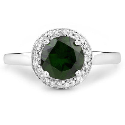 1.90 Carat Genuine Chrome Diopside and White Topaz .925 Sterling Silver Ring by Bids.com