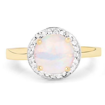 0.95 Carat Genuine Ethiopian Opal and White Topaz .925 Sterling Silver Ring by Bids.com