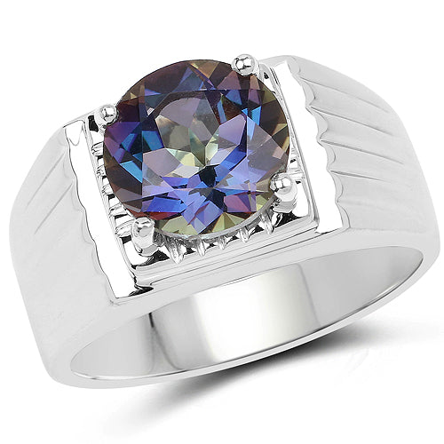4.75 Carat Genuine Mystic Topaz .925 Sterling Silver Ring by Bids.com