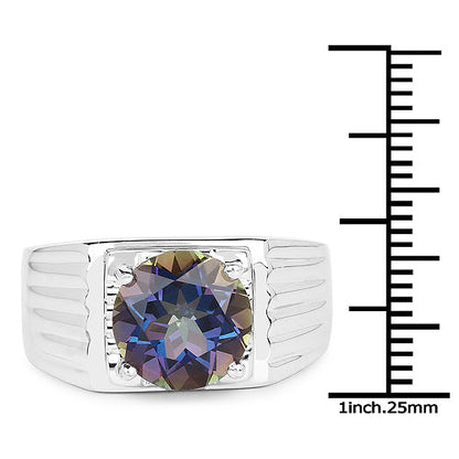 4.75 Carat Genuine Mystic Topaz .925 Sterling Silver Ring by Bids.com