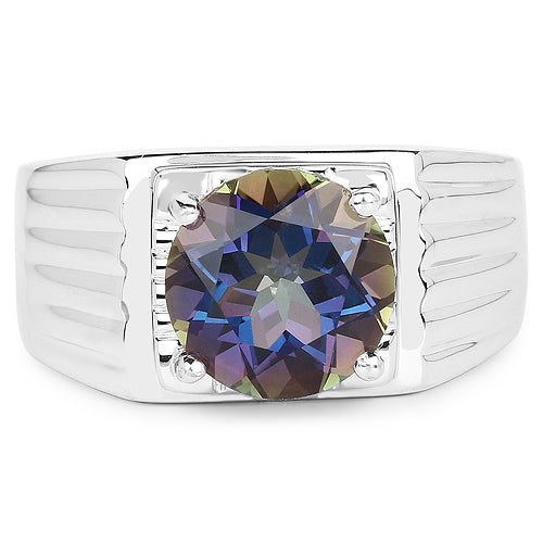 4.75 Carat Genuine Mystic Topaz .925 Sterling Silver Ring by Bids.com