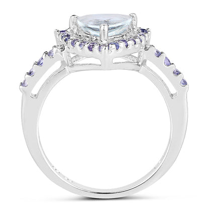 1.41 Carat Genuine Aquamarine &amp; Tanzanite .925 Sterling Silver Ring by Bids.com