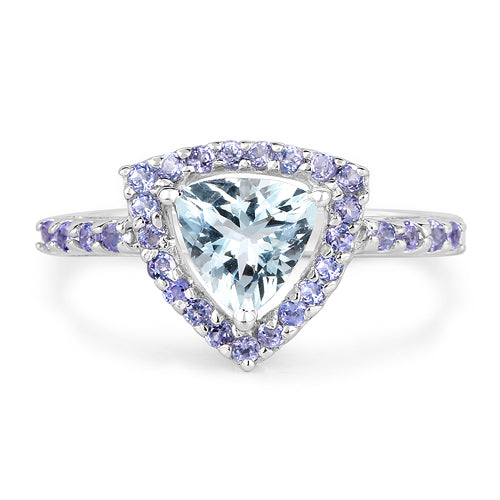1.41 Carat Genuine Aquamarine &amp; Tanzanite .925 Sterling Silver Ring by Bids.com