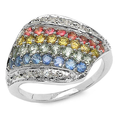 1.97 Carat Genuine Multi Stone .925 Sterling Silver Ring by Bids.com