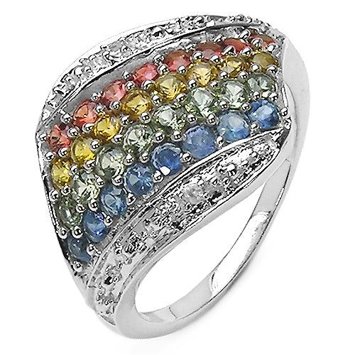 1.97 Carat Genuine Multi Stone .925 Sterling Silver Ring by Bids.com