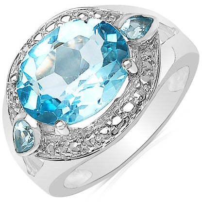 5.51 Carat Genuine Blue Topaz .925 Sterling Silver Ring by Bids.com