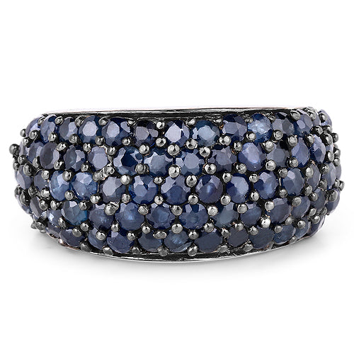 3.28 Carat Genuine Blue Sapphire and White Topaz .925 Sterling Silver Ring by Bids.com