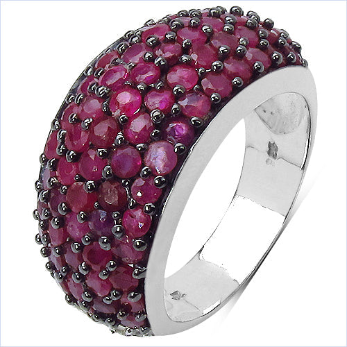 3.58 Carat Genuine Ruby &amp; White Diamond .925 Sterling Silver Ring by Bids.com