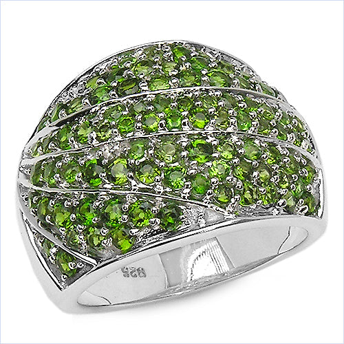 3.16 Carat Genuine Chrome Diopside .925 Sterling Silver Ring by Bids.com
