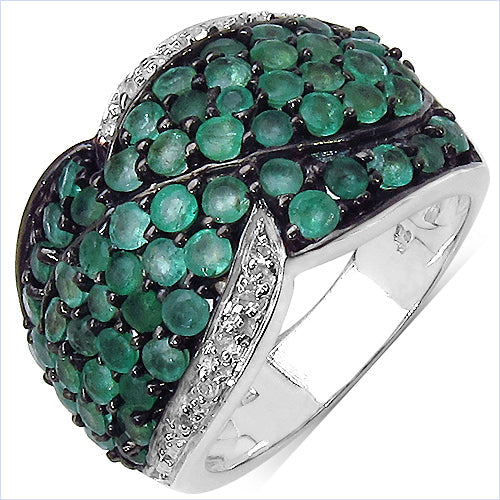2.28 Carat Genuine Emerald &amp; White Topaz .925 Sterling Silver Ring by Bids.com
