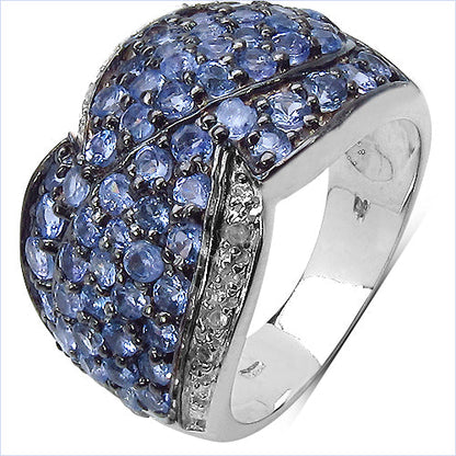 2.50 Carat Genuine Tanzanite &amp; White Topaz .925 Sterling Silver Ring by Bids.com