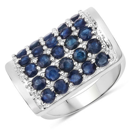 2.75 Carat Genuine Blue Sapphire .925 Sterling Silver Ring by Bids.com