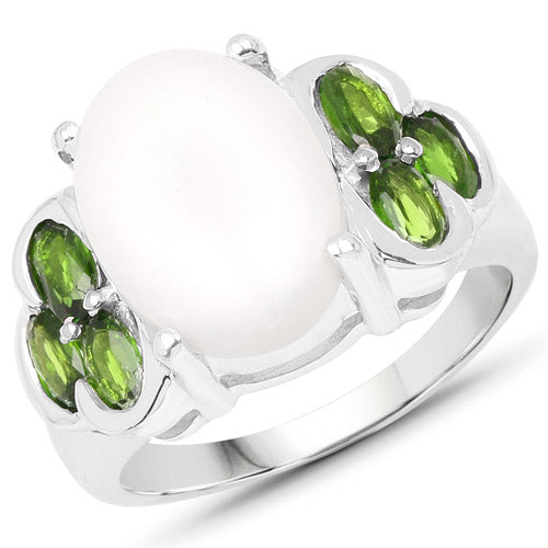 4.52 Carat Genuine Opal and Chrome Diopside .925 Sterling Silver Ring by Bids.com