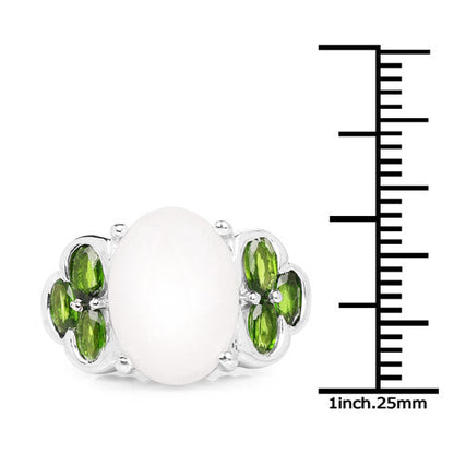 4.52 Carat Genuine Opal and Chrome Diopside .925 Sterling Silver Ring by Bids.com