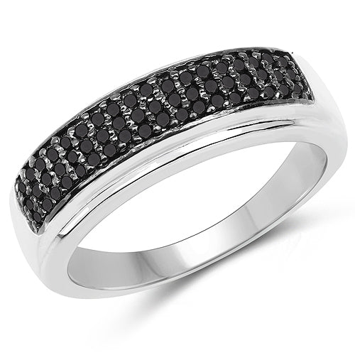 0.29 Carat Genuine Black Diamond .925 Sterling Silver Ring  DestGlow