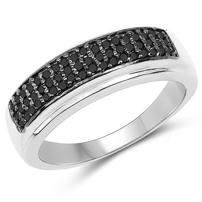 0.29 Carat Genuine Black Diamond .925 Sterling Silver Ring  DestGlow