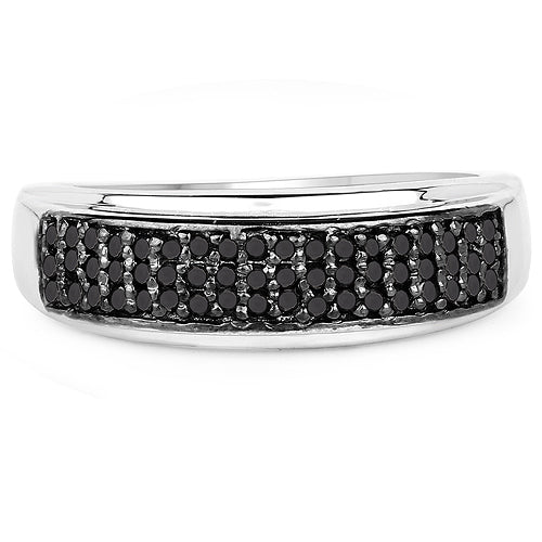 0.29 Carat Genuine Black Diamond .925 Sterling Silver Ring  DestGlow