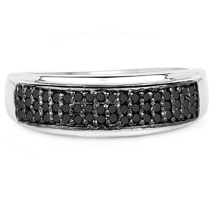0.29 Carat Genuine Black Diamond .925 Sterling Silver Ring  DestGlow
