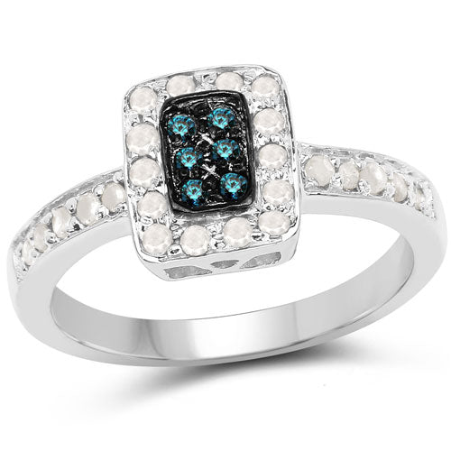 0.36 Carat Genuine Blue Diamond and White Diamond .925 Sterling Silver Ring by Bids.com