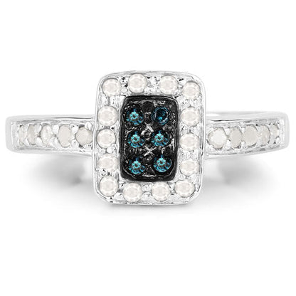 0.36 Carat Genuine Blue Diamond and White Diamond .925 Sterling Silver Ring by Bids.com