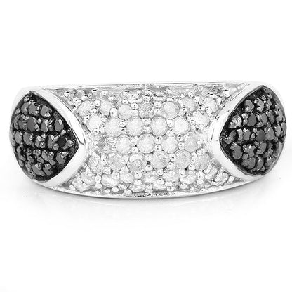 0.99 Carat Genuine Black Diamond and White Diamond .925 Sterling Silver Ring by Bids.com