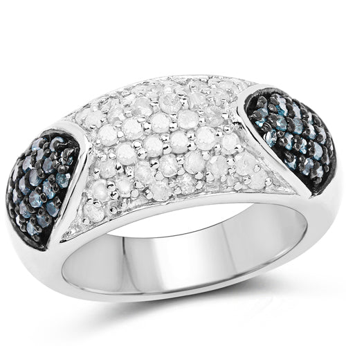0.94 Carat Genuine Blue Diamond and White Diamond .925 Sterling Silver Ring by Bids.com