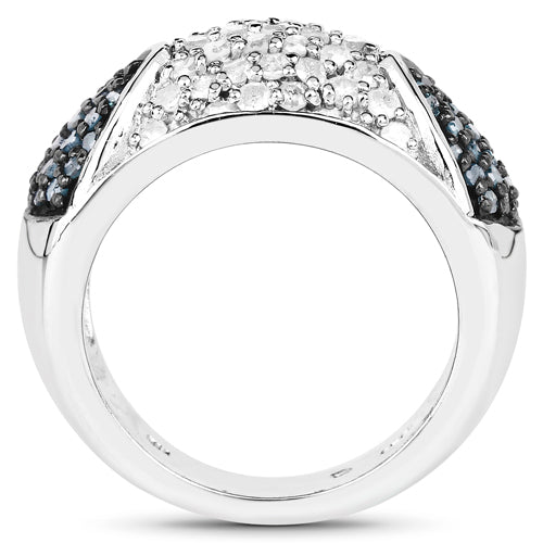 0.94 Carat Genuine Blue Diamond and White Diamond .925 Sterling Silver Ring by Bids.com