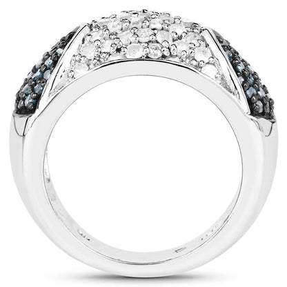 0.94 Carat Genuine Blue Diamond and White Diamond .925 Sterling Silver Ring by Bids.com