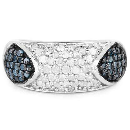 0.94 Carat Genuine Blue Diamond and White Diamond .925 Sterling Silver Ring by Bids.com