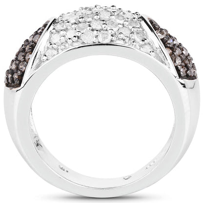 0.94 Carat Genuine Champagne Diamond and White Diamond .925 Sterling Silver Ring by Bids.com