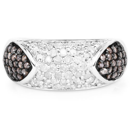0.94 Carat Genuine Champagne Diamond and White Diamond .925 Sterling Silver Ring by Bids.com