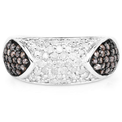 0.94 Carat Genuine Champagne Diamond and White Diamond .925 Sterling Silver Ring by Bids.com
