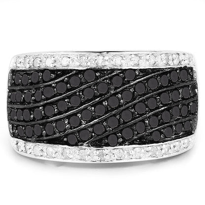 0.79 Carat Genuine Black Diamond and White Diamond .925 Sterling Silver Ring by Bids.com