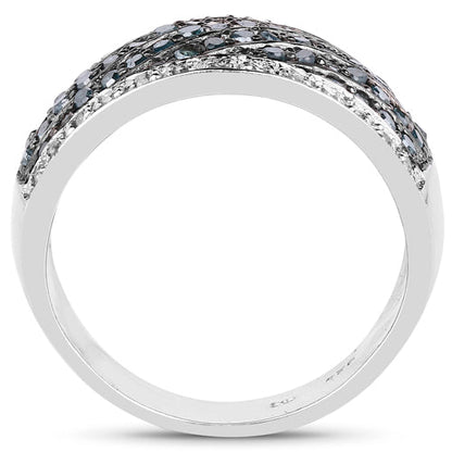 0.80 Carat Genuine Blue Diamond and White Diamond .925 Sterling Silver Ring by Bids.com