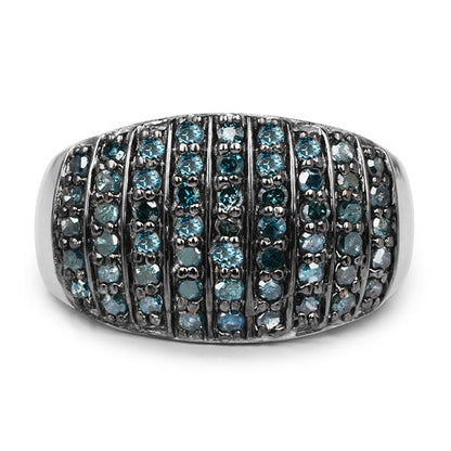 0.83 Carat Genuine Blue Diamond and White Diamond .925 Sterling Silver Ring by Bids.com