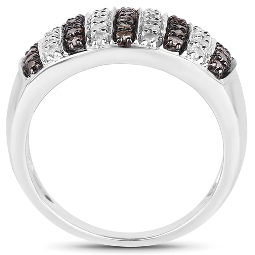 0.83 Carat Genuine Champagne Diamond and White Diamond .925 Sterling Silver Ring by Bids.com
