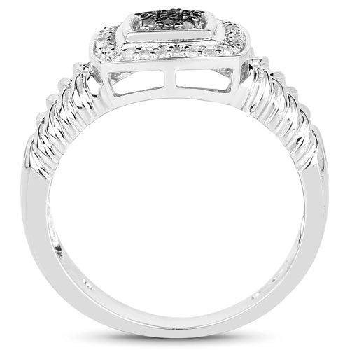 0.19 Carat Genuine Black Diamond and White Diamond .925 Sterling Silver Ring by Bids.com