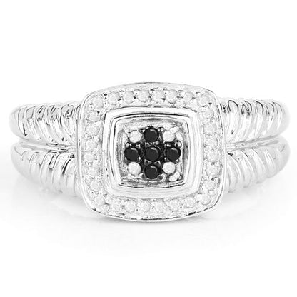 0.19 Carat Genuine Black Diamond and White Diamond .925 Sterling Silver Ring by Bids.com