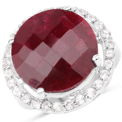 13.10 Carat Dyed Ruby and White Topaz .925 Sterling Silver Ring by Bids.com
