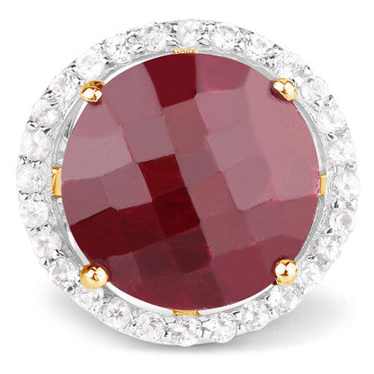 13.10 Carat Dyed Ruby and White Topaz .925 Sterling Silver Ring by Bids.com