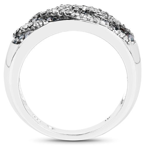 0.62 Carat Genuine Blue Diamond and White Diamond .925 Sterling Silver Ring by Bids.com