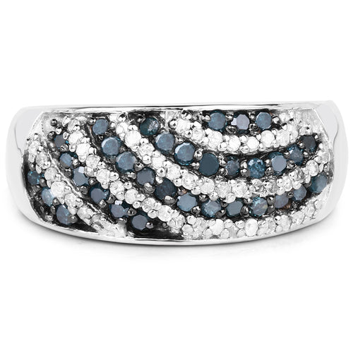 0.62 Carat Genuine Blue Diamond and White Diamond .925 Sterling Silver Ring by Bids.com