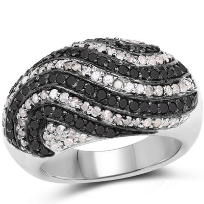 1.26 Carat Genuine Black Diamond and White Diamond .925 Sterling Silver Ring by Bids.com